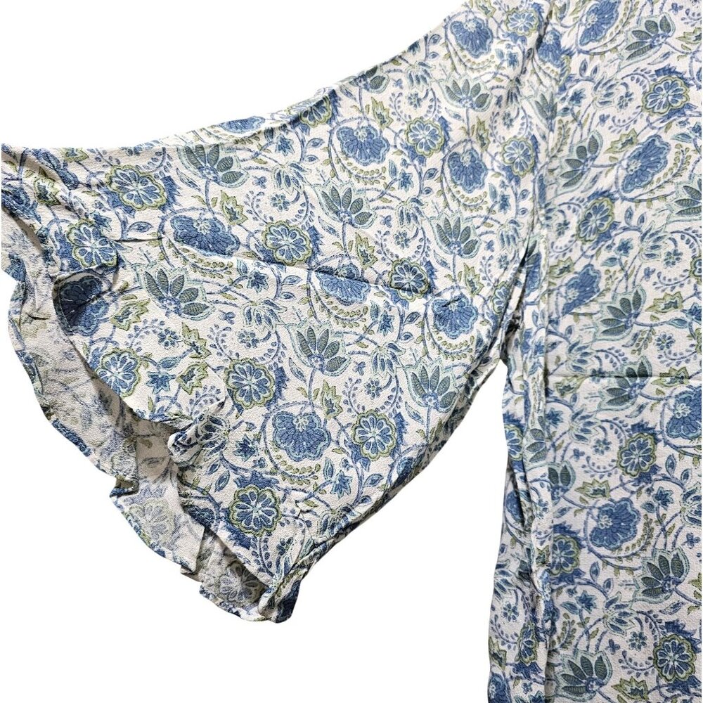 Cynthia‎ Rowley Women's Blue & White Floral Print Blouse Size IX - Picture 6 of 11
